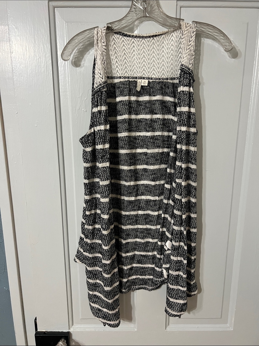 Black and White Striped Tunic Vest